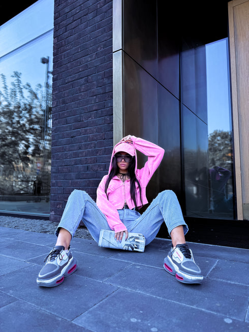 MOM, DENIM kelnės su ašaromis W1036 - Mėlynos